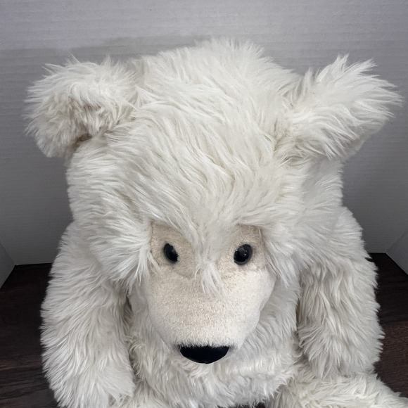 Vintage 1997 Build a Bear Polar Bear Long Fur Faux Leather Nose Pads 20" Plush - Picture 4 of 11
